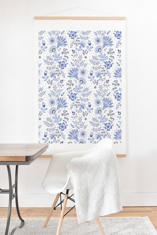 Pimlada Phuapradit Blue and white floral 1 Art Print And Hanger