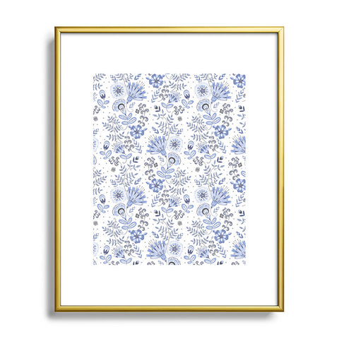 Pimlada Phuapradit Blue and white floral 1 Metal Framed Art Print