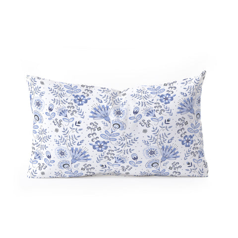 Pimlada Phuapradit Blue and white floral 1 Oblong Throw Pillow