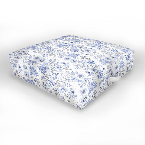 Pimlada Phuapradit Blue and white floral 1 Outdoor Floor Cushion