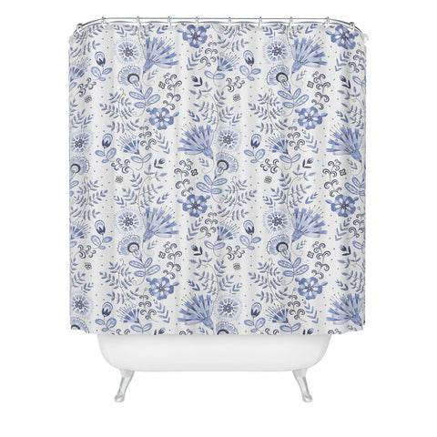 Pimlada Phuapradit Blue and white floral 1 Shower Curtain