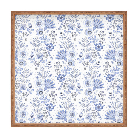 Pimlada Phuapradit Blue and white floral 1 Square Tray
