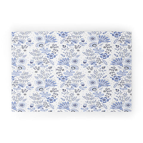Pimlada Phuapradit Blue and white floral 1 Welcome Mat