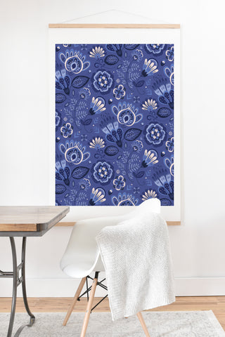 Pimlada Phuapradit Blue and white Floral 2 Art Print And Hanger