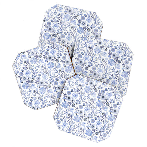 Pimlada Phuapradit Blue and white floral 3 Coaster Set