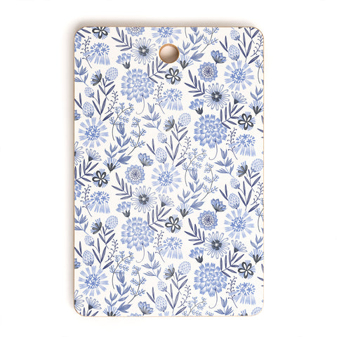 Pimlada Phuapradit Blue and white floral 3 Cutting Board Rectangle