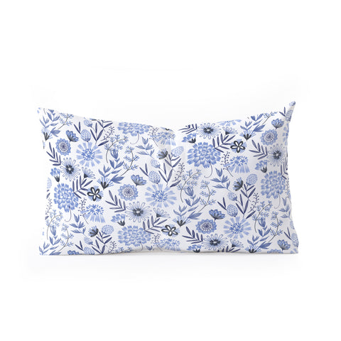 Pimlada Phuapradit Blue and white floral 3 Oblong Throw Pillow