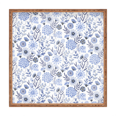 Pimlada Phuapradit Blue and white floral 3 Square Tray