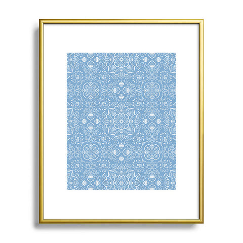 Pimlada Phuapradit Blue and white ivy tiles Metal Framed Art Print