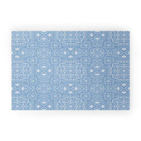 Pimlada Phuapradit Blue and white ivy tiles Welcome Mat