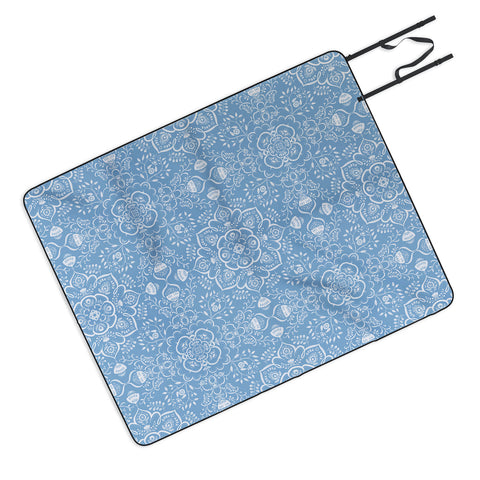Pimlada Phuapradit Blue and white ivy tiles Picnic Blanket
