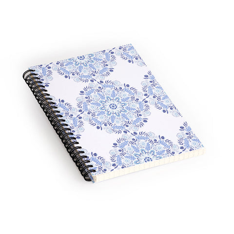 Pimlada Phuapradit Blue and white mandala 1 Spiral Notebook