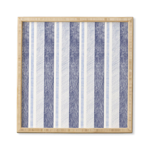 Pimlada Phuapradit Blue and white painted stripe Framed Wall Art