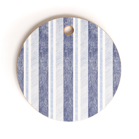 Pimlada Phuapradit Blue and white painted stripe Cutting Board Round