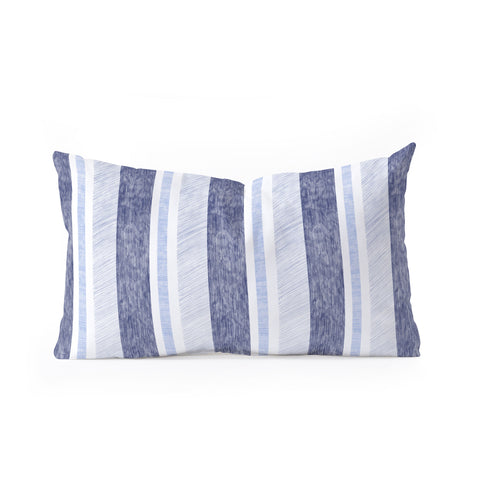 Pimlada Phuapradit Blue and white painted stripe Oblong Throw Pillow