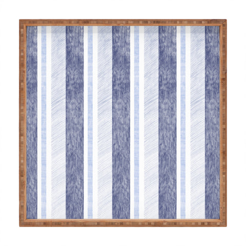 Pimlada Phuapradit Blue and white painted stripe Square Tray