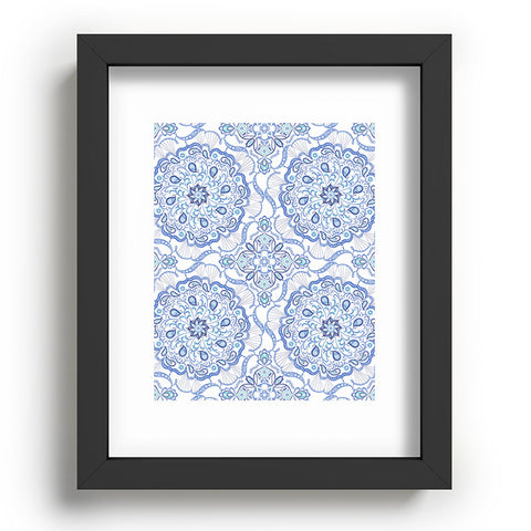 Pimlada Phuapradit Blue and white Paisley mandala Recessed Framing Rectangle