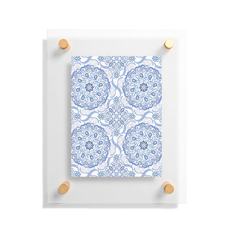 Pimlada Phuapradit Blue and white Paisley mandala Floating Acrylic Print