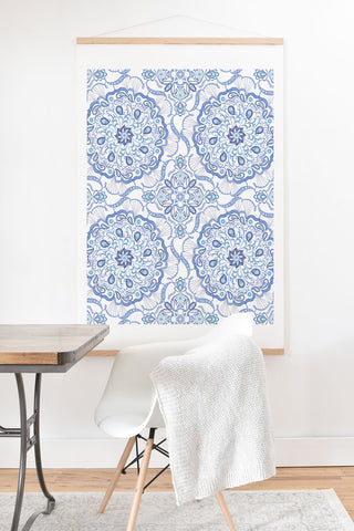 Pimlada Phuapradit Blue and white Paisley mandala Art Print And Hanger