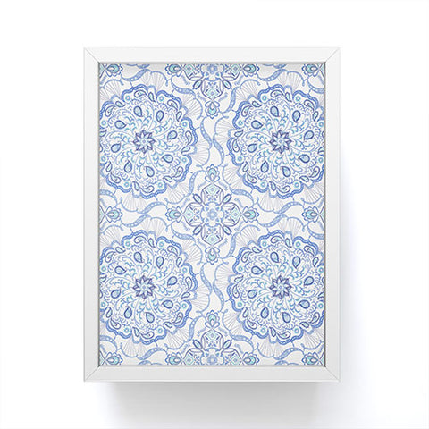Pimlada Phuapradit Blue and white Paisley mandala Framed Mini Art Print