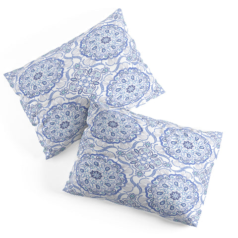 Pimlada Phuapradit Blue and white Paisley mandala Pillow Shams