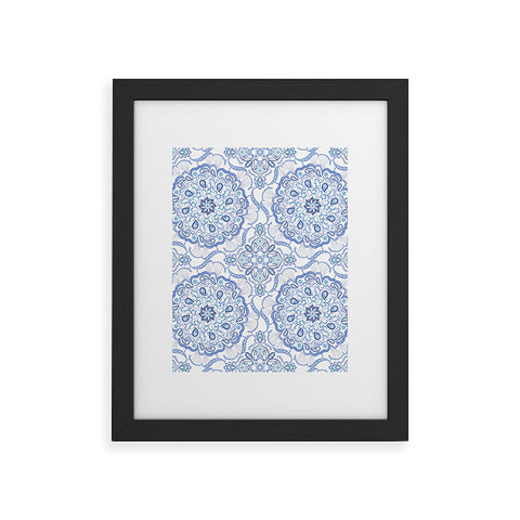 Pimlada Phuapradit Blue and white Paisley mandala Framed Art Print