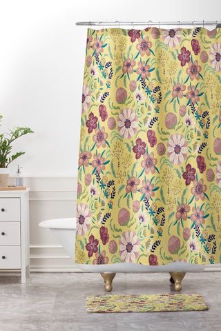 Pimlada Phuapradit Canary Floral Shower Curtain And Mat