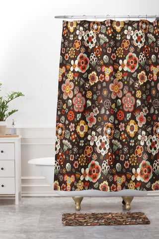 Pimlada Phuapradit Candy Floral Cacao Shower Curtain And Mat