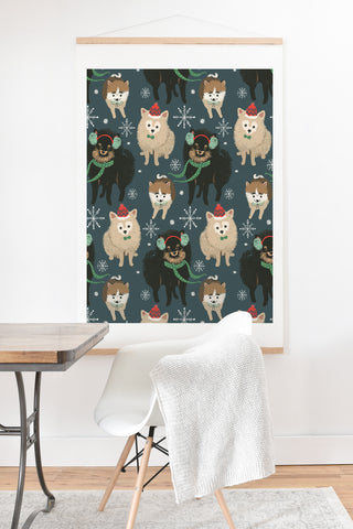 Pimlada Phuapradit Christmas Canine Pomeranian Art Print And Hanger