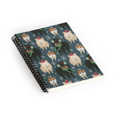 Pimlada Phuapradit Christmas Canine Pomeranian Spiral Notebook