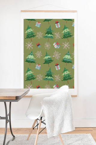 Pimlada Phuapradit Christmas Trees And Snowflakes Art Print And Hanger