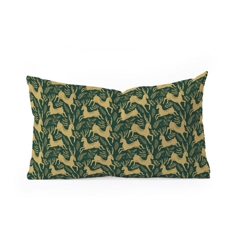 Pimlada Phuapradit Deer and fir branches 1 Oblong Throw Pillow