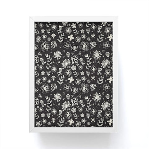 Pimlada Phuapradit Ditsy floral Black and white Framed Mini Art Print