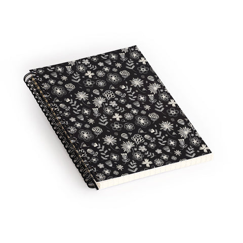 Pimlada Phuapradit Ditsy floral Black and white Spiral Notebook