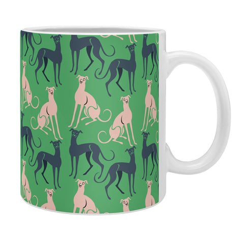Pimlada Phuapradit Dog Pattern Greyhound Green Coffee Mug
