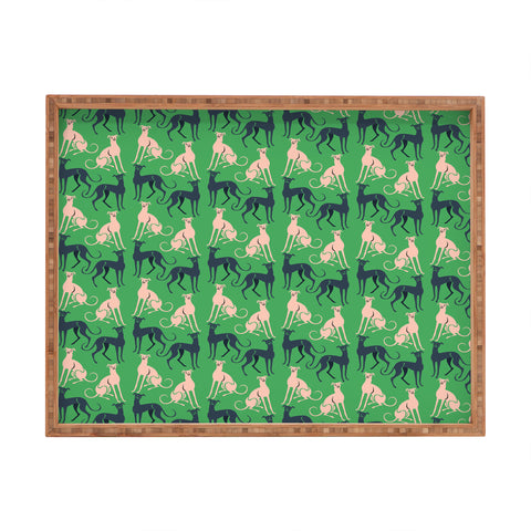 Pimlada Phuapradit Dog Pattern Greyhound Green Rectangular Tray