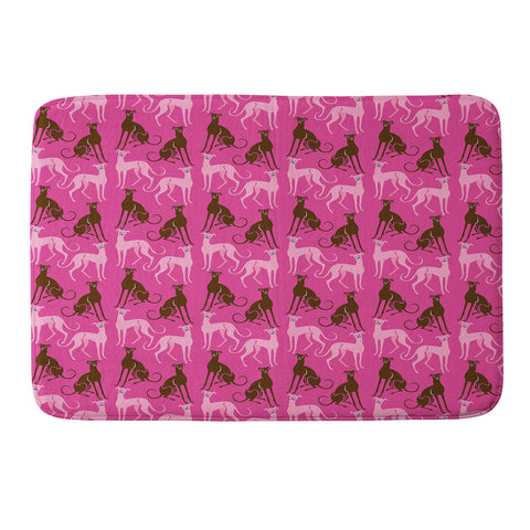Pimlada Phuapradit Dog Pattern Greyhound Pink Memory Foam Bath Mat