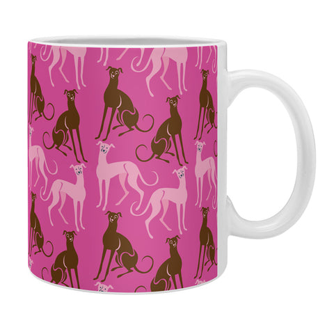 Pimlada Phuapradit Dog Pattern Greyhound Pink Coffee Mug