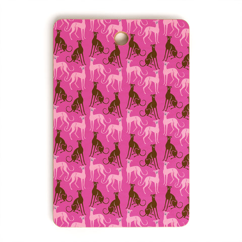 Pimlada Phuapradit Dog Pattern Greyhound Pink Cutting Board Rectangle