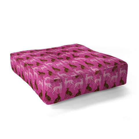 Pimlada Phuapradit Dog Pattern Greyhound Pink Floor Pillow Square