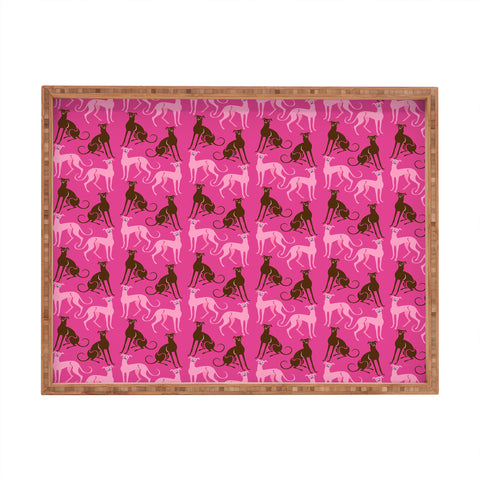 Pimlada Phuapradit Dog Pattern Greyhound Pink Rectangular Tray