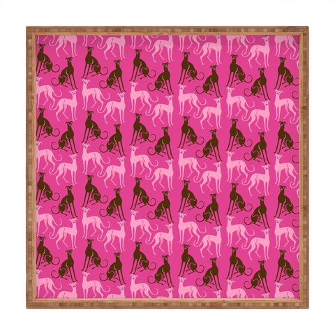 Pimlada Phuapradit Dog Pattern Greyhound Pink Square Tray
