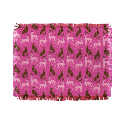 Pimlada Phuapradit Dog Pattern Greyhound Pink Throw Blanket