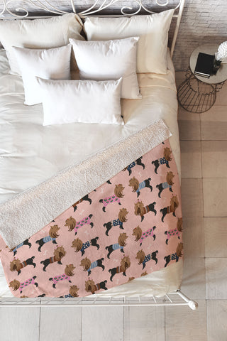 Pimlada Phuapradit Dog Pattern Yorkie Fleece Throw Blanket