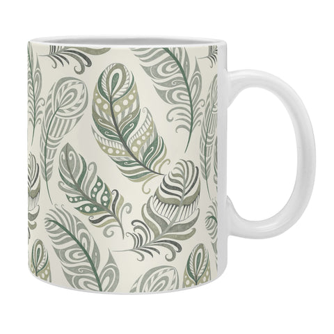 Pimlada Phuapradit Feathers grey and green Coffee Mug