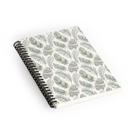 Pimlada Phuapradit Feathers grey and green Spiral Notebook