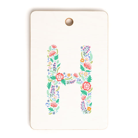 Pimlada Phuapradit Floral Alphabet H Cutting Board Rectangle