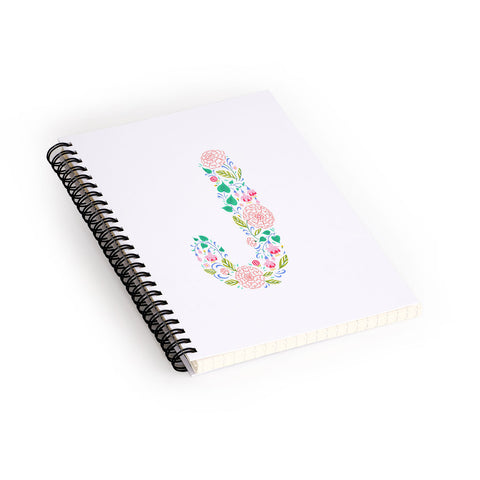 Pimlada Phuapradit Floral Alphabet J Spiral Notebook