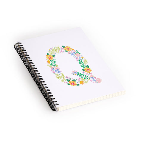 Pimlada Phuapradit Floral Alphabet Q Spiral Notebook