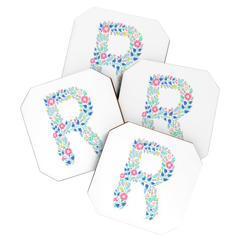Pimlada Phuapradit Floral Alphabet R Coaster Set